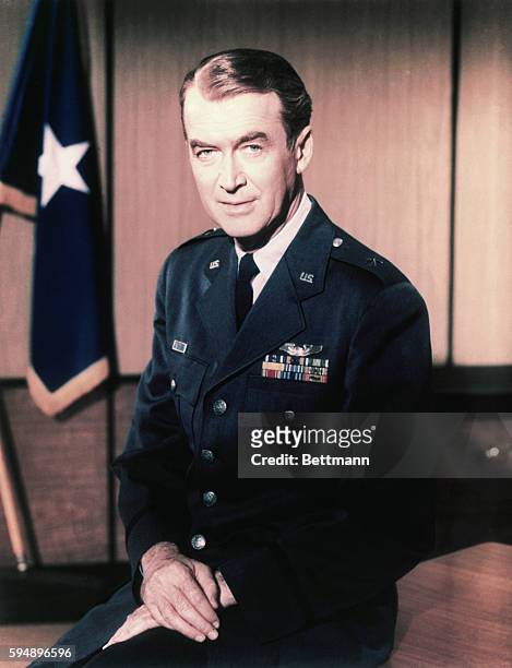 Actor James Stewart wears his Air Force Reserve uniform, from which he retired as a Brigadier General in 1959.