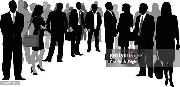 stockillustraties, clipart, cartoons en iconen met business crowd circle - schoudertas tas