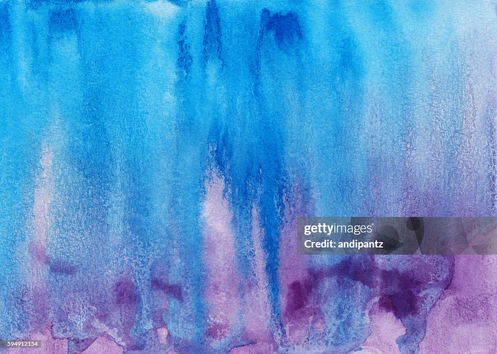 Distressed background with drips of purple and blue paint