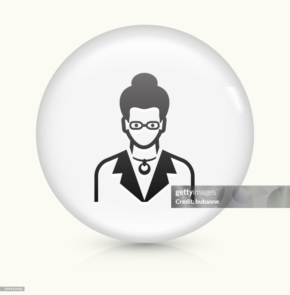 Mujer cara icono sobre blanco, Vector de redondo botón