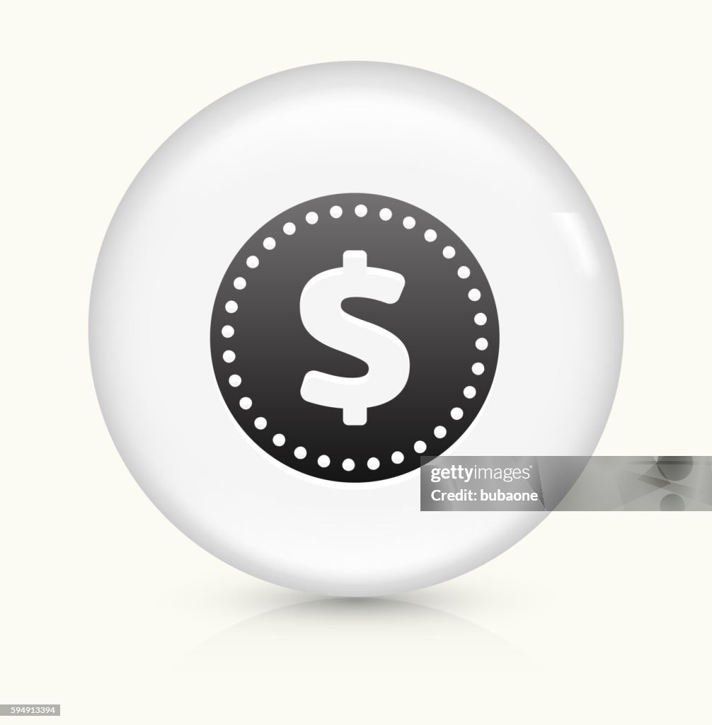 Money Coin icon on white round vector button