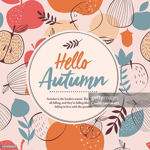 hello autumn frame - thanksgiving crafts stock illustrations
