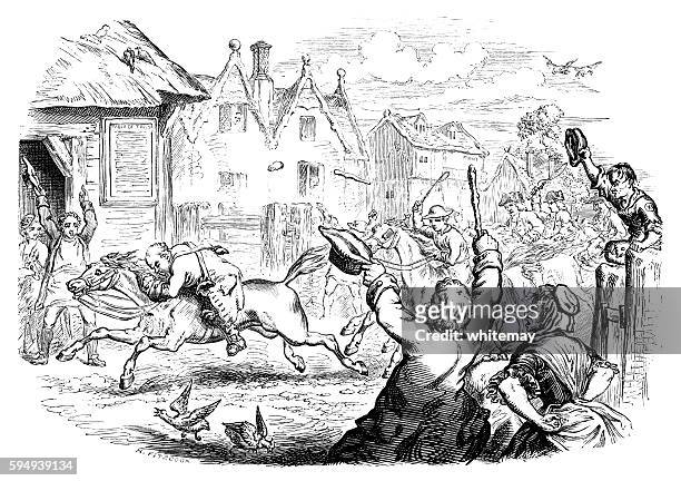 john gilpin's horse running away with him - london 18th century stock illustrations
