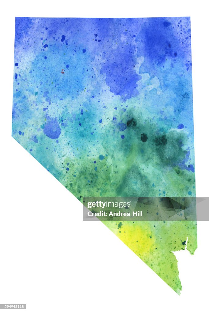 Map of Nevada with Watercolor Texture - Raster Illustration