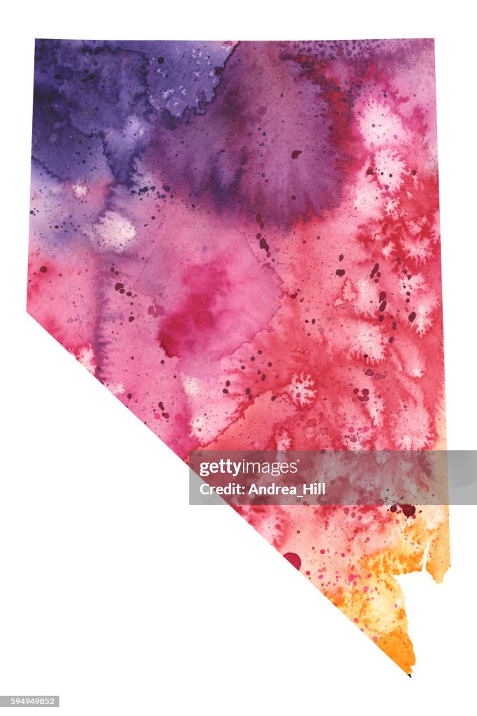 Map of Nevada with Watercolor Texture - Raster Illustration