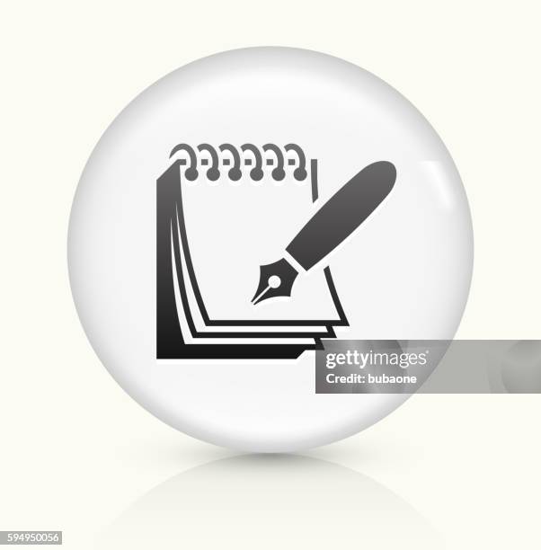 paper and ink pen icon on white round vector button - spiral binding stock illustrations