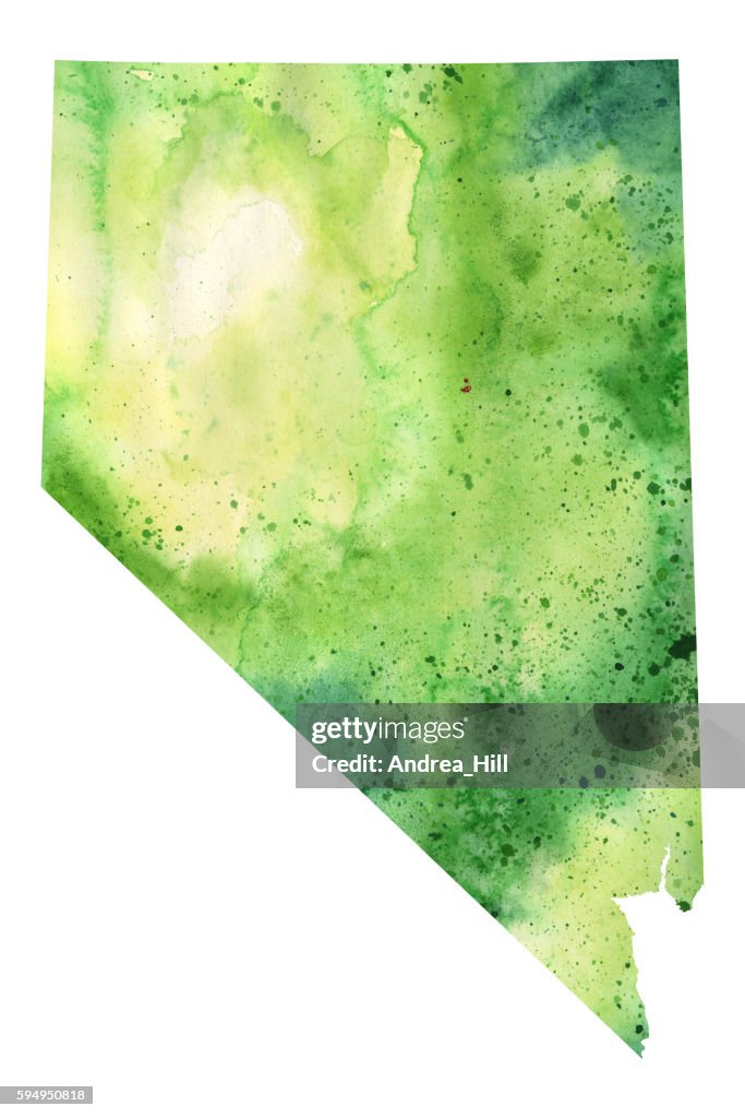 Map of Nevada with Watercolor Texture - Raster Illustration