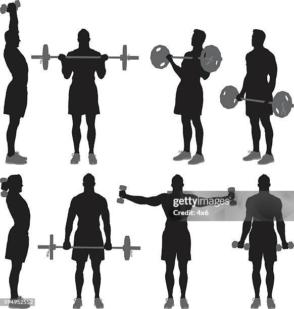 muskuläre mann ausübung - junge männer stock-grafiken, -clipart, -cartoons und -symbole