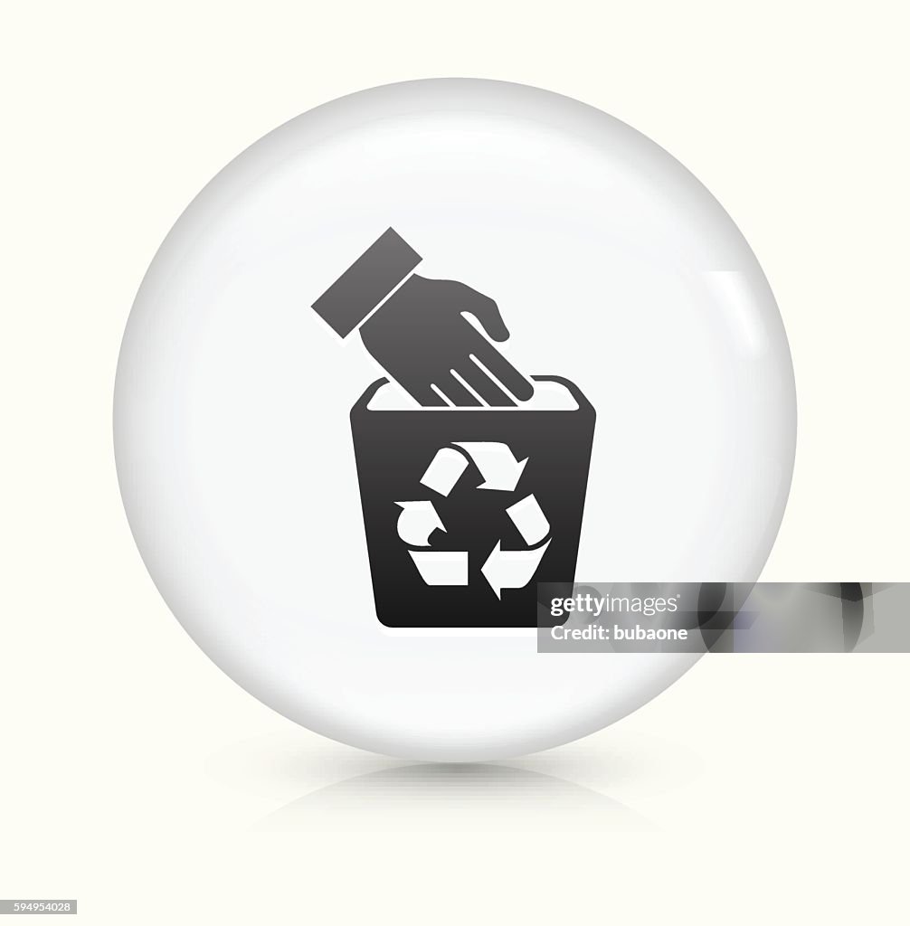 Recycle Trash Bin icon on white round vector button