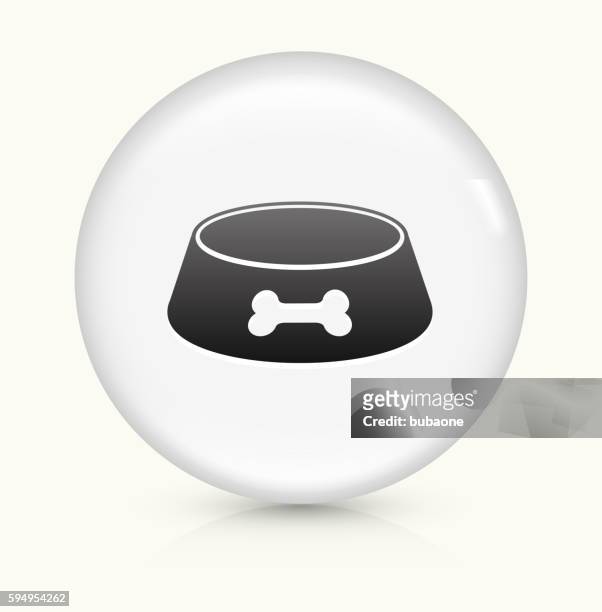 dog bowl icon on white round vector button - dog bowl stock illustrations