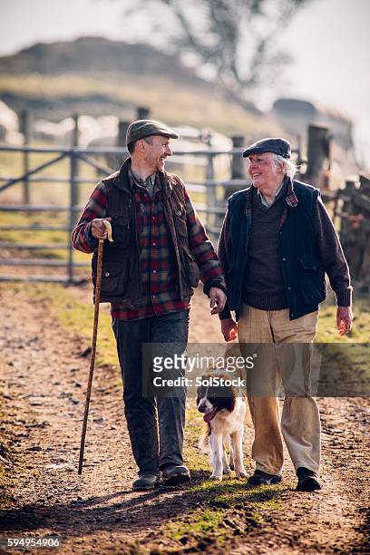 farmers and their dog - british culture walking stock pictures, royalty-free photos & images