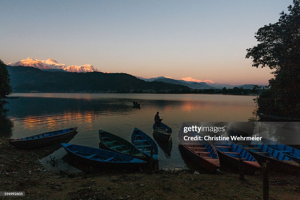 Phewa Lake, Pohkara at Sunset