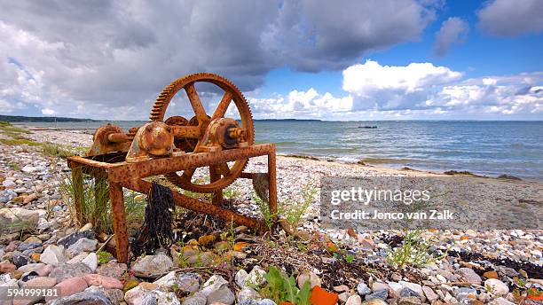 rope winch on the beach - jenco stockfoto's en -beelden