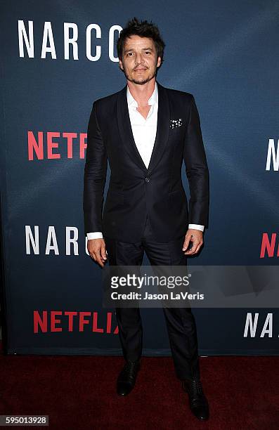 Actor Pedro Pascal attends the season 2 premiere of "Narcos" at ArcLight Cinemas on August 24, 2016 in Hollywood, California.