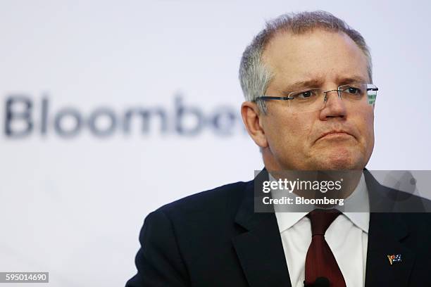 Scott Morrison, Australia's treasurer, pauses during a Bloomberg business breakfast event in Sydney, Australia, on Thursday, Aug. 25, 2016....