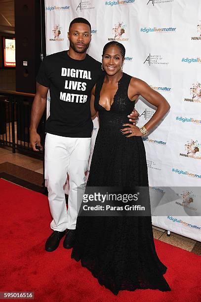 Karon Riley and Terri J. Vaughn attend "#DigitalLivesMatter" Atlanta screening at Regal Atlantic Station on August 24, 2016 in Atlanta, Georgia.