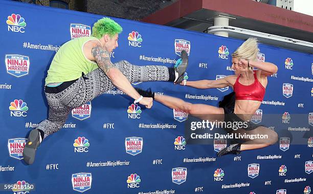 Ninja Warrior athletes Jamie Rahn and Jessie Graff attend a screening of NBC's "American Ninja Warrior" at Universal Studios Hollywood on August 24,...