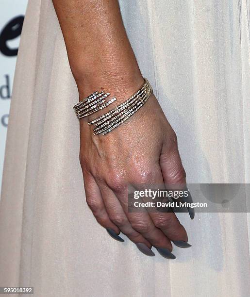 Actress Jolene Blalock, bracelet detail, attends the Make-A-Wish Greater Los Angeles Fashion Fundraiser at Taglyan Cultural Complex on August 24,...