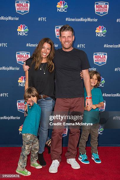 Actor Stephen Rannazzisi and family attend the screening event of NBC's 'American Ninja Warrior' in celebration of the show's first Emmy Award...