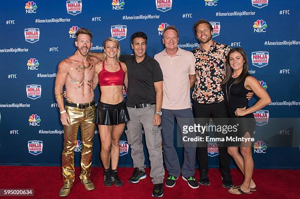 Competitors Neil Craver and Jessie Graff, executive Producers Kent Weed and Arthur Smith, and competitor Kacy Catanzaro attend the screening event of...