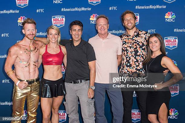 Competitors Neil Craver and Jessie Graff, executive Producers Kent Weed and Arthur Smith, and competitor Kacy Catanzaro attend the screening event of...