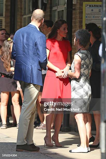 Catherine, Duchess of Cambridge and Prince William, Duke of Cambridge visit YoungMinds Mental Health Charity Helpline on August 25, 2016 in London,...