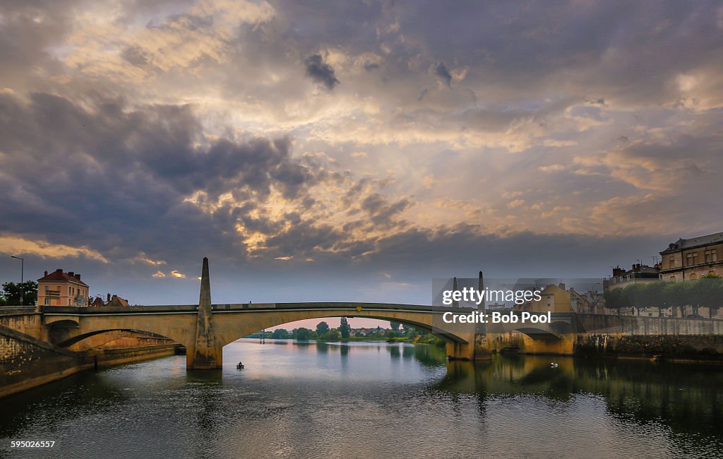 Saone River bridge, Burgundy, France