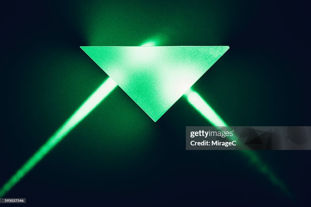 Total Internal Reflection of Green Laser Light Passing a Prism
