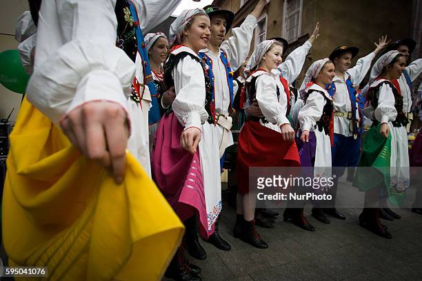 March 2016 - Folk dancers from the Kujawsko-Pomorka region perform at an Easter fair near the old market square on Sunday.