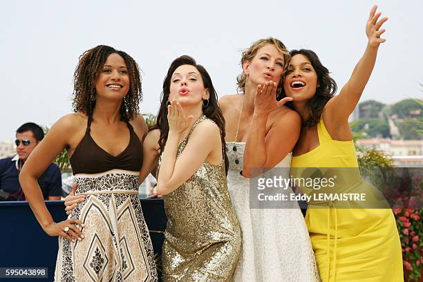 Tracie Thoms, Rose McGowan, Zoe Bell and Rosario Dawson at the photo call of "Death Proof" during the 60th Cannes Film Festival.