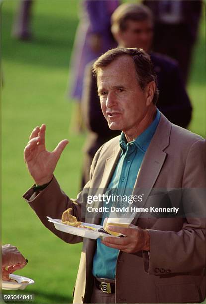 Vice President George H.W. Bush at an event on the South Lawn of the White House, circa 1983 in Washington, DC. .