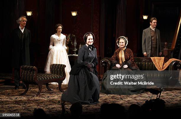 David Strathairn, Jessica Chastain, Dee Nelson, Caitlin O'Connell and Dan Steven during the Broadway Opening Night Performance Curtain Call for 'The...