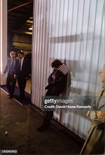 Political consultant Mary Matalin at a Bush/Quayle campaign rally on November 2, 1992 in Louisville, Kentucky. President George H.W. Bush is running...