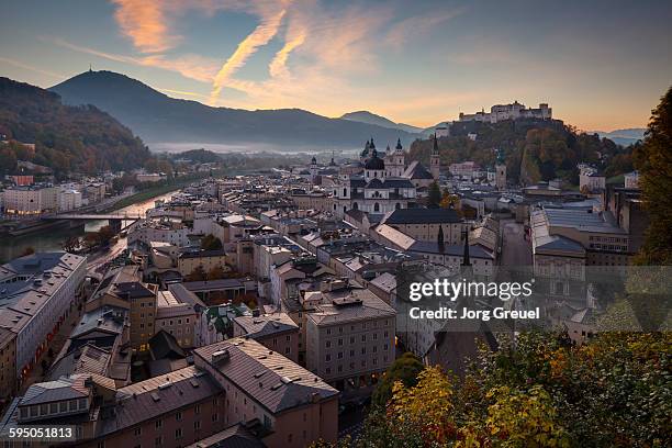 salzburg at dawn - salzburger land stock pictures, royalty-free photos & images