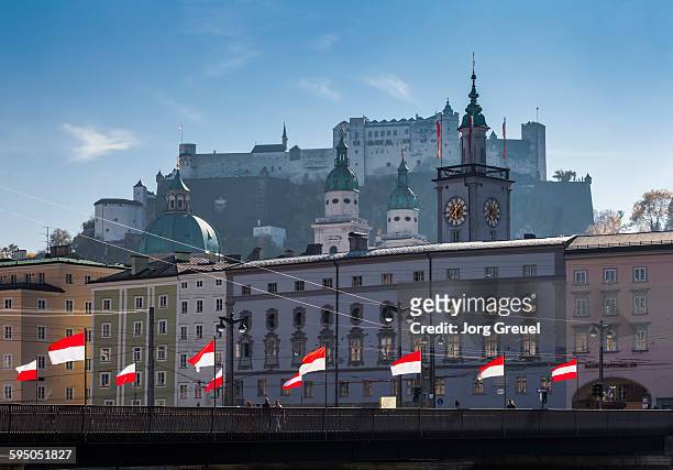 salzburg - austria flag stock pictures, royalty-free photos & images