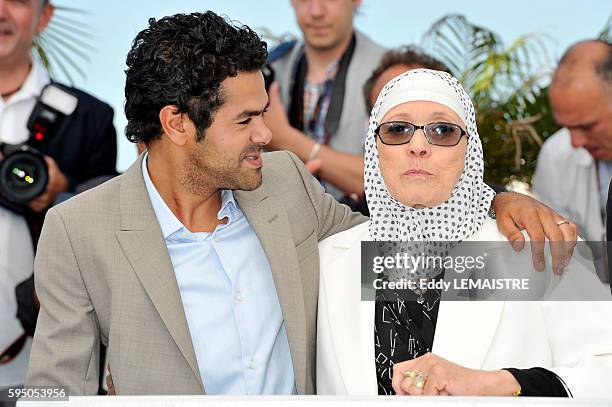 Jamel Debbouze and Chafia Boudraa at the photo call for ?Outside Of The Law? during the 63rd Cannes International Film Festival.