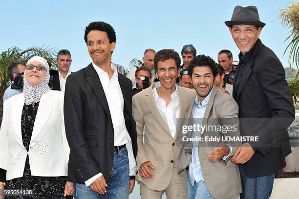 Rachid Bouchareb, Jamel Debbouze, Roschdy Zem, Sami Bouajila and Chafia Boudraa at the photo call for ?Outside Of The Law? during the 63rd Cannes...