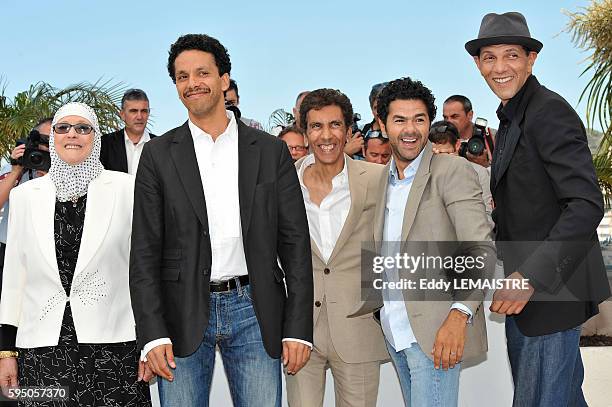 Rachid Bouchareb, Jamel Debbouze, Roschdy Zem, Sami Bouajila and Chafia Boudraa at the photo call for ?Outside Of The Law? during the 63rd Cannes...