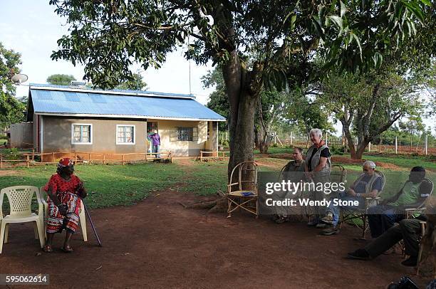 Sarah Obama, President Barack Obama's Kenyan paternal grandmother, age 89, meets with visiting donors from PATH. She lives on her shamba in the rural...