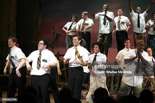 Ensemble cast featuring: Rory O'Malley, Josh Gad, Andrew Rannells, Nikki M. James & Michael Potts during the Broadway Opening Night Curtain Call for...