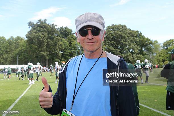 Larry David attends the New York Jets practice at Atlantic Health Jets Training Center on August 17, 2016 in Florham Park, New Jersey.