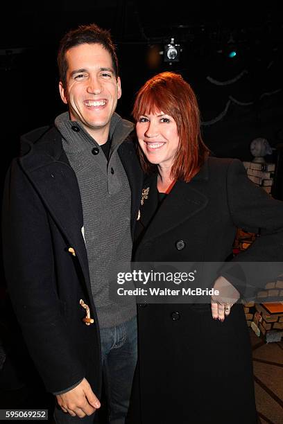 Molly Ringwald with husband Panio Gianopoulos visit Charles Busch & the cast of 'The Divine Sister' Backstage at the SoHo Playhouse in New York City.