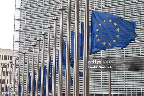 European Parliament in Brussels. , in Brussels, Belgium, on March 23, 2016. Police continue investigations after yesterday's explosions at Brussels...