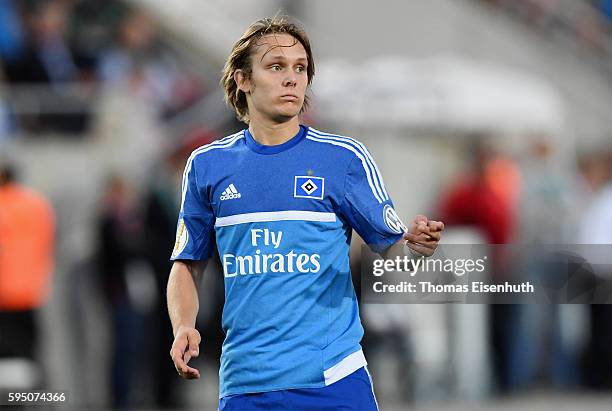 Alen Halilovic of Hamburg during the DFB Cup match between FSV Zwickau and Hamburger SV at Stadion Zwickau on August 22, 2016 in Zwickau, Germany.