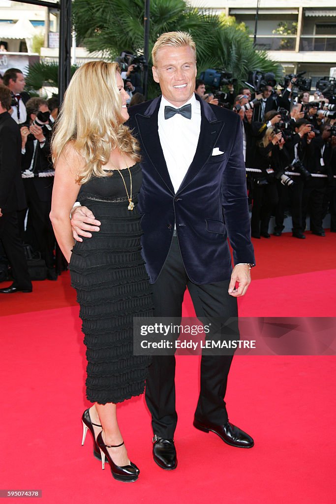 Dolph Lundgren and his wife Anette Qviberg arrive at the premiere of