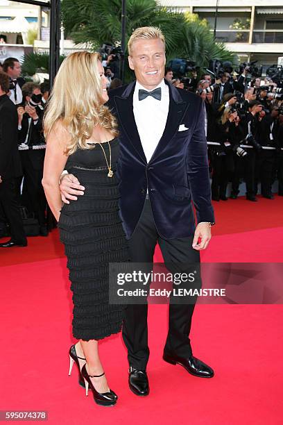 Dolph Lundgren and his wife Anette Qviberg arrive at the premiere of "Ocean's 13" during the 60th Cannes Film Festival.