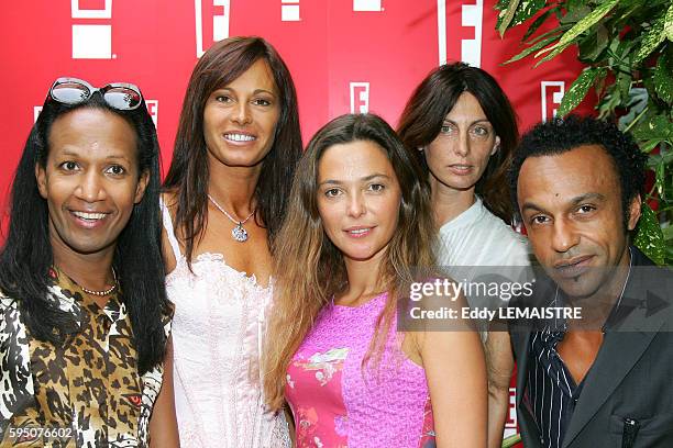 Hosts Vincent Mc Doom, Nathalie Marquay, Sandrine Quetier, Laurence Katche and Manu Katche at the press conference for TV channel "E! Entertainment."