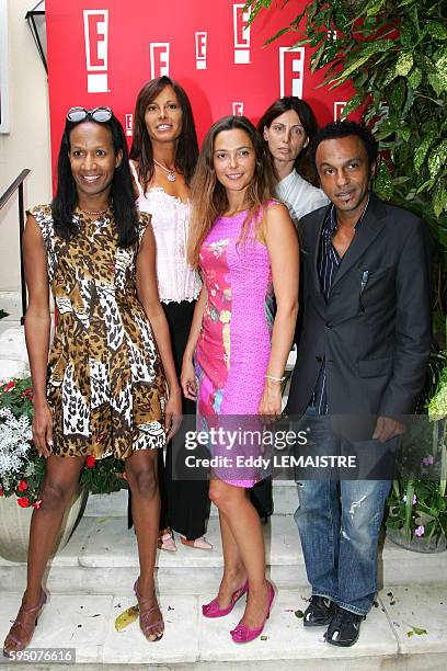 Hosts Vincent Mc Doom, Nathalie Marquay, Sandrine Quetier, Laurence Katche and Manu Katche at the press conference for TV channel "E! Entertainment."