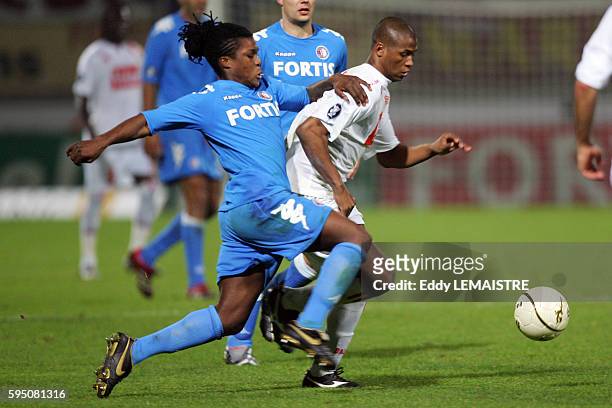 Kim and Roystein Drenthe during the 2006-2007 UEFA Cup match between AS Nancy Lorraine and Feyenoord Rotterdam.