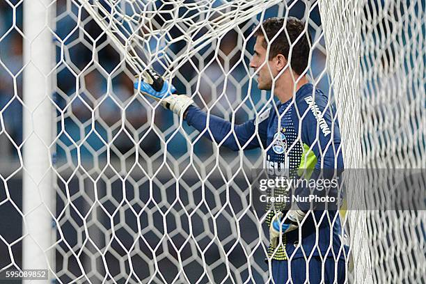 Marcelo Grohe in the match between Gremio and Newell's, for the week 3 of the group 6 of the Copa Libertadores, played at the Arena do Gremio, March...